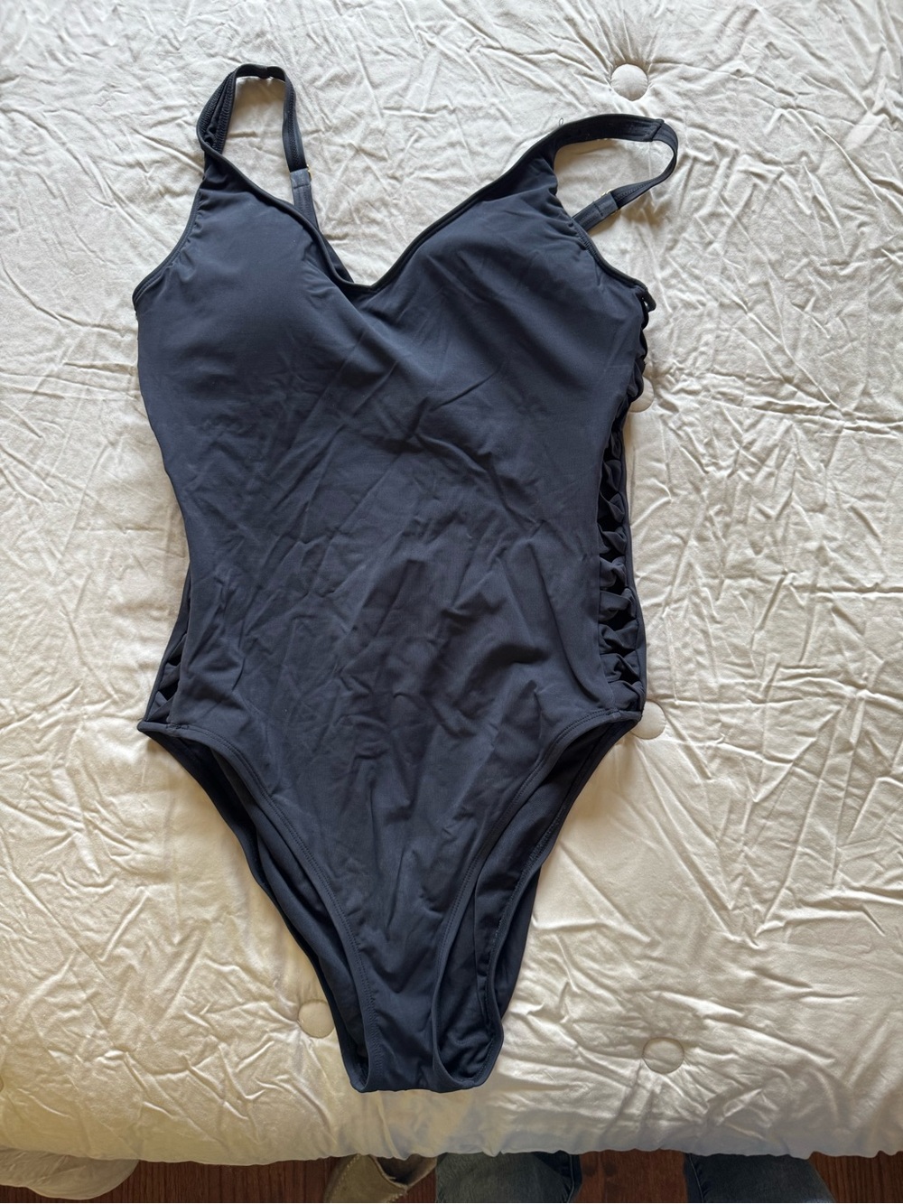 Bleu Rod Beattie Black One-Piece Swimsuit with Side Lace-Up Detail